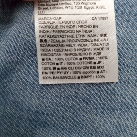 GAP square neck 3/4 sleeve denim top - Picture 4 of 6